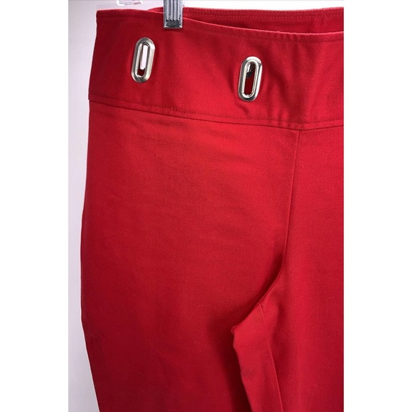 Work Order Capri Pants Red W/Silver Tone Metal Waist Detail Side Zip Size 12 EUC - Picture 2 of 11